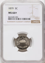 1879 5C Shield Nickel NGC MS66+