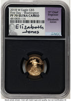2018-W Proof Gold Eagle 1/10 oz FDI Elizabeth Jones Washington NGC PF70
