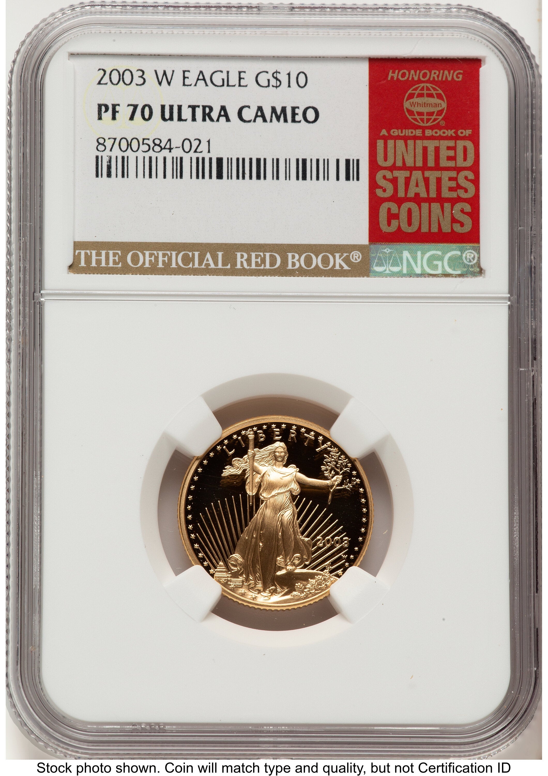 2003-W Proof Gold Eagle 1/4 oz Red Book NGC PF70