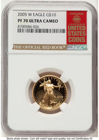 2005-W Proof Gold Eagle 1/4 oz Red Book NGC PF70
