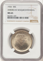 1926 50C Sesquicentennial Commemorative Silver NGC MS65