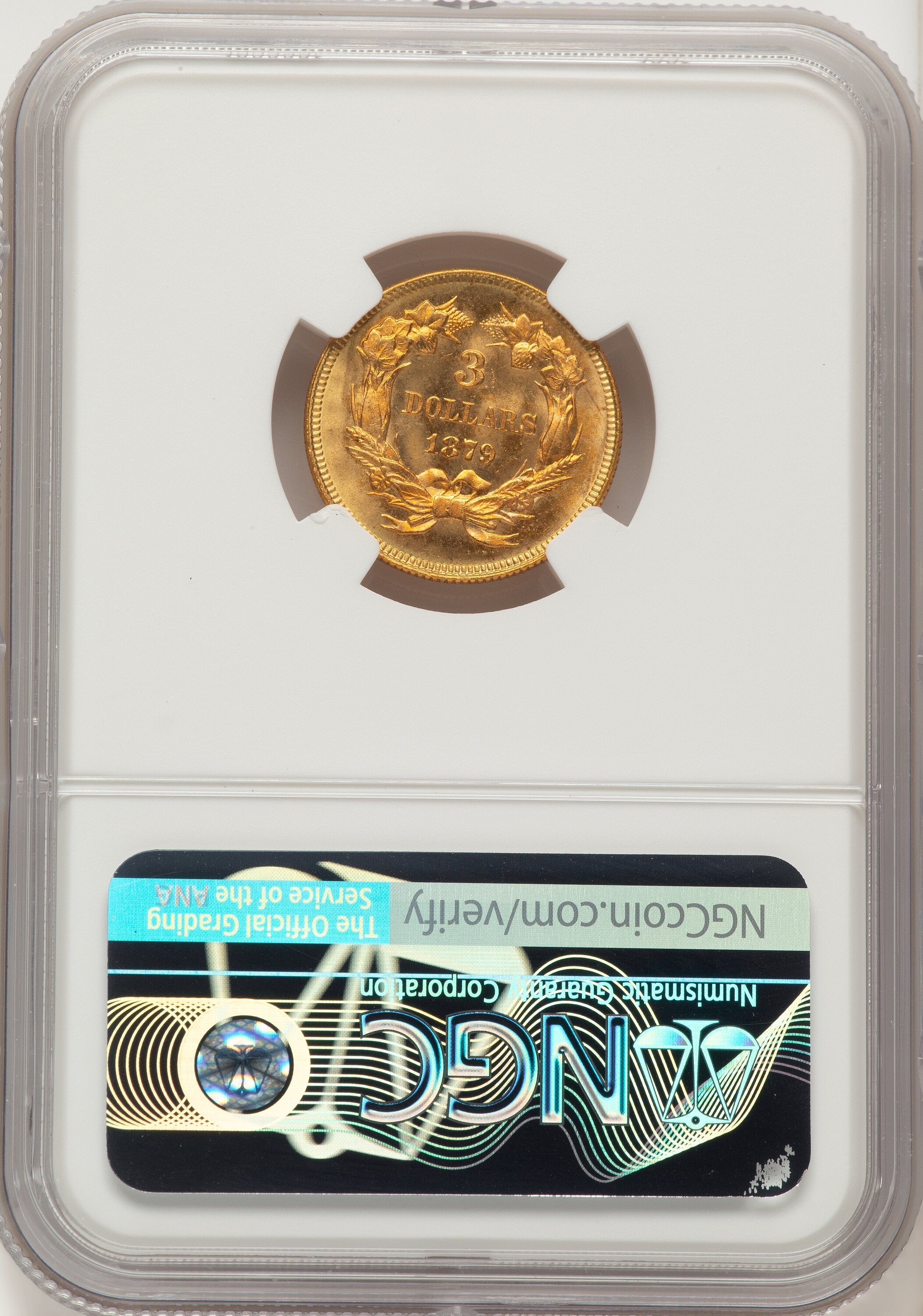 1879 $3 Brown Label Three Dollar Gold Pieces NGC MS67