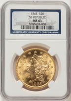 1865 $20 Liberty Double Eagle NGC MS63