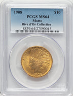 1908 $10 MOTTO Blue Gradient Indian Eagle PCGS MS64