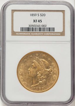 1859-S $20 Liberty Double Eagle NGC XF45