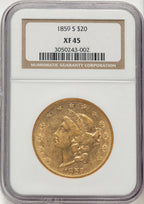 1859-S $20 Liberty Double Eagle NGC XF45