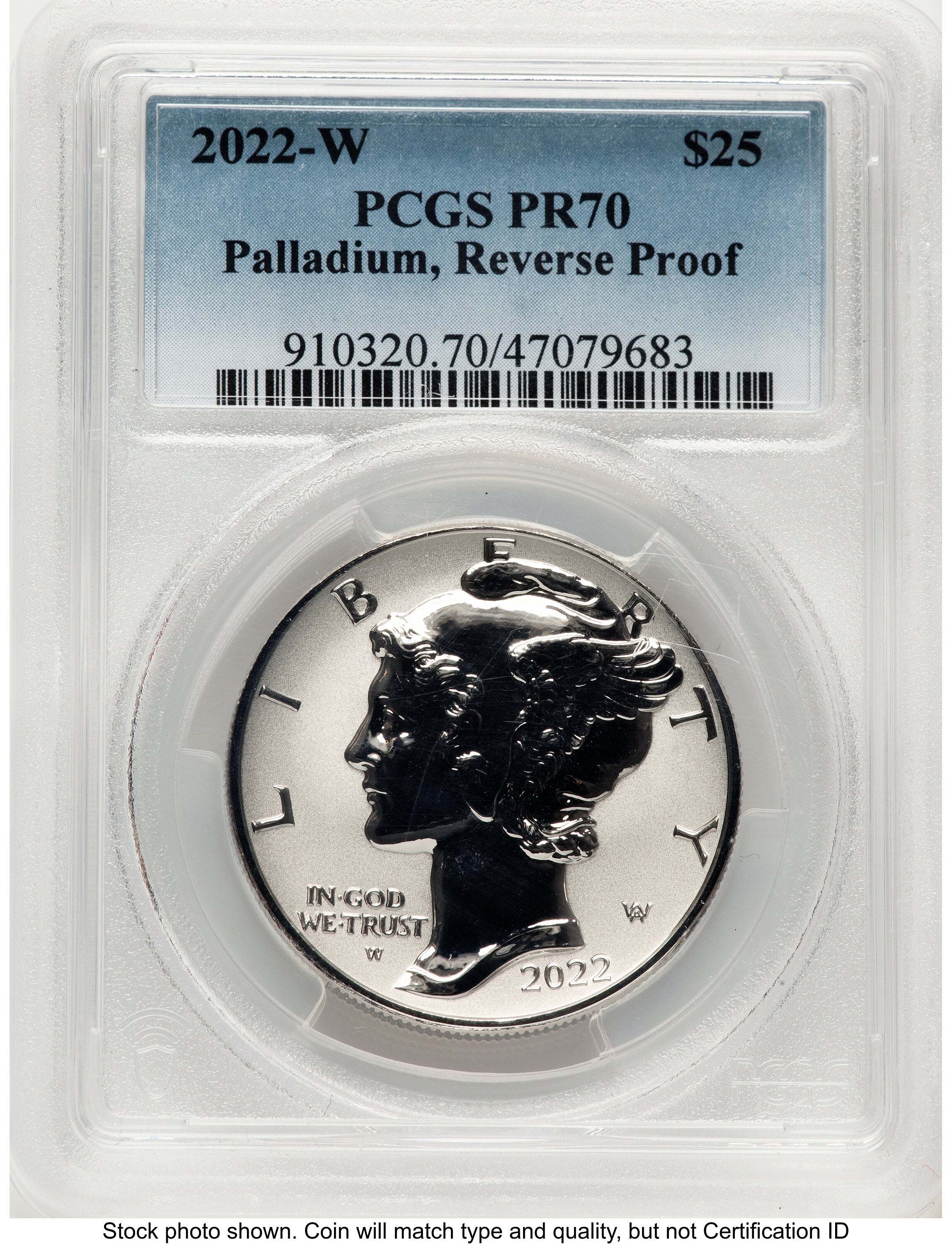 2022-W Palladium Eagle 1 oz REV Blue Gradient PCGS PR70