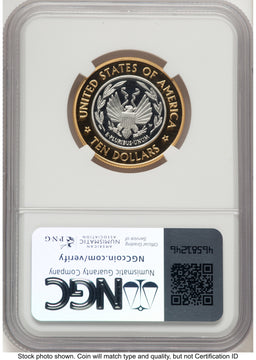 2000-W $10 Library of Congress Bi-Metallic Gold 0.2509 oz and Platinum 0.2509 oz Don Everhart Modern Issues NGC MS70
