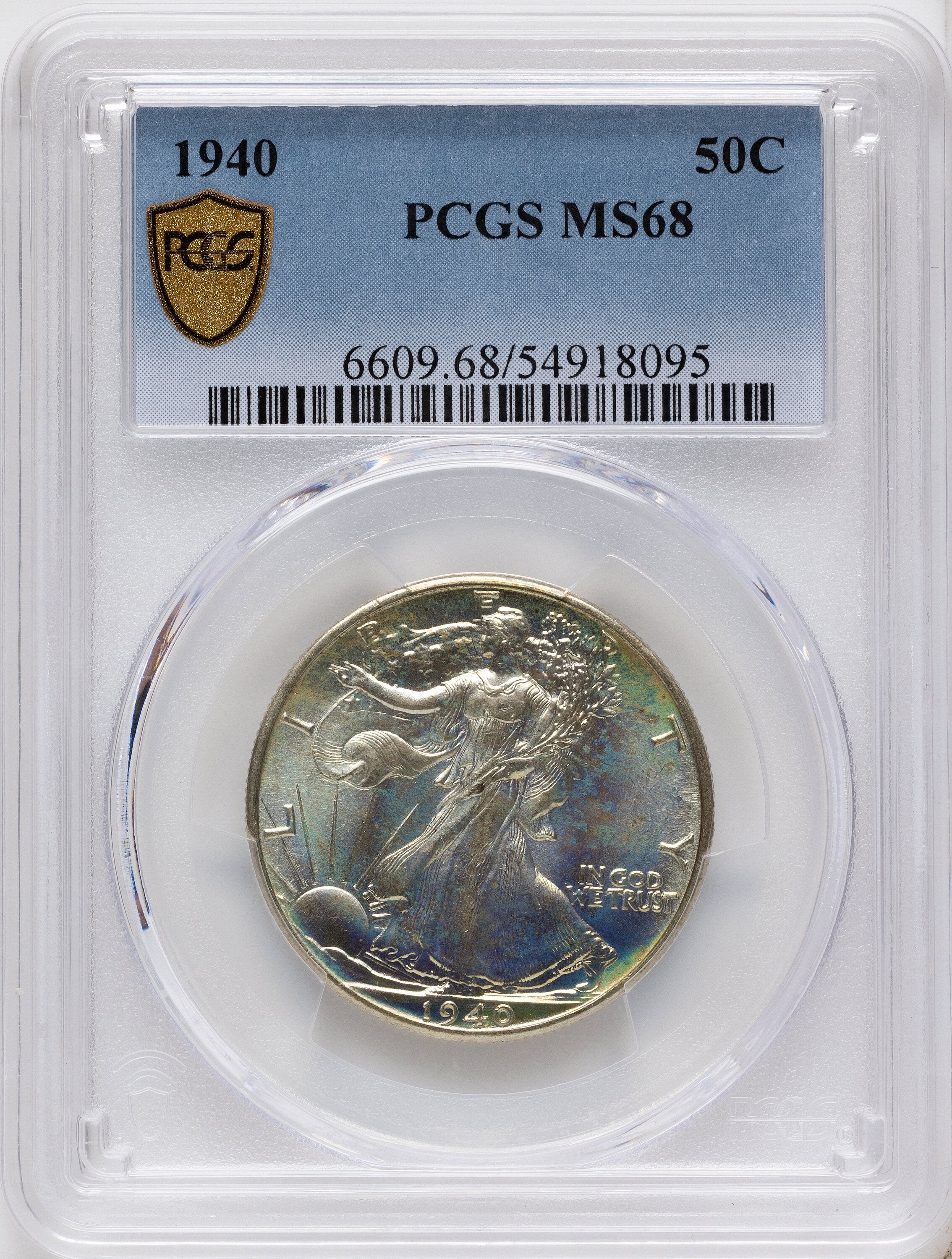 1940 50C Walking Liberty Half Dollar PCGS MS68