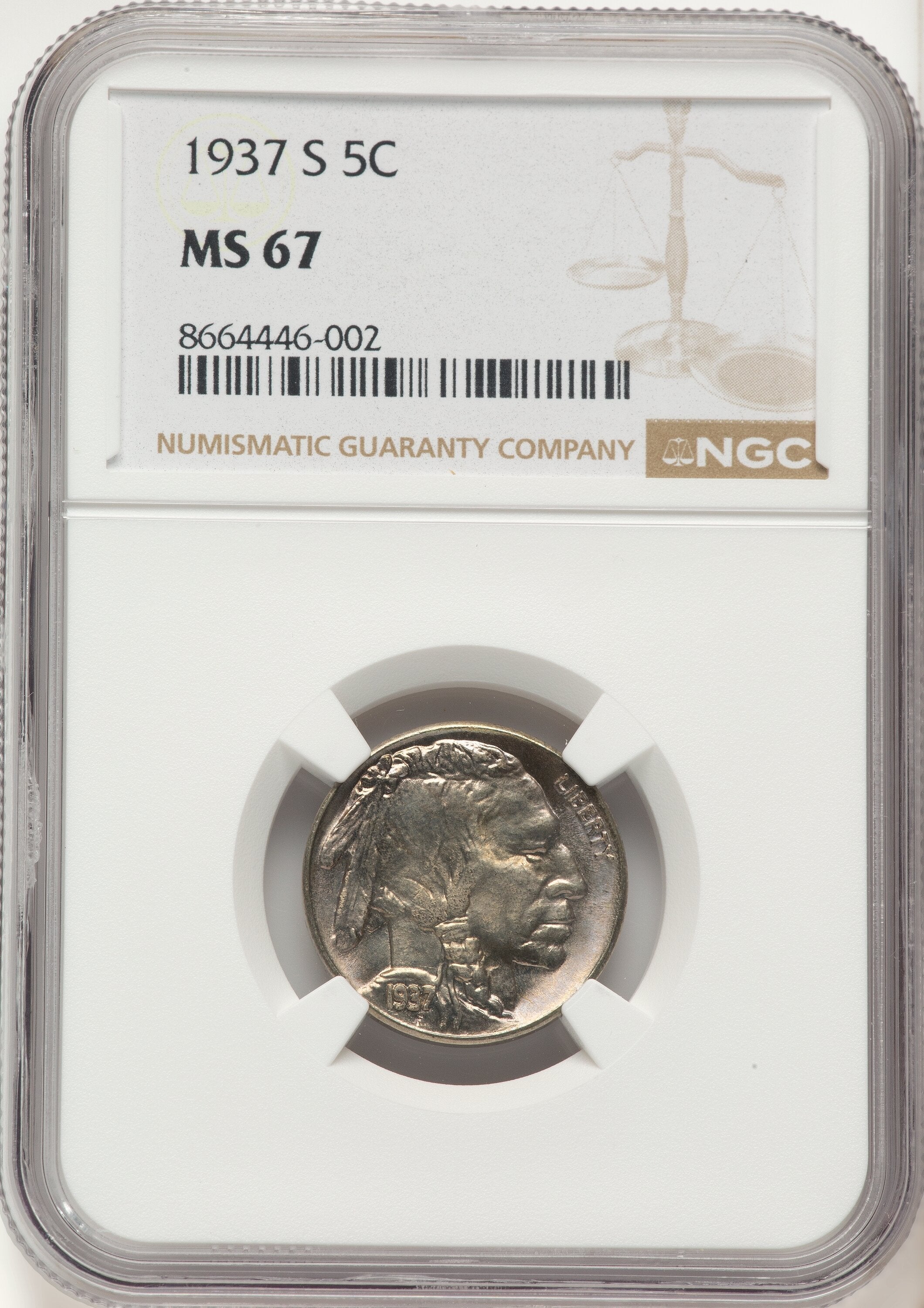 1937-S 5C Buffalo Nickel NGC MS67