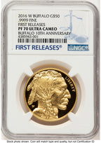 2016-W Proof Gold Buffalo 1 oz FR Blue NGC PF70