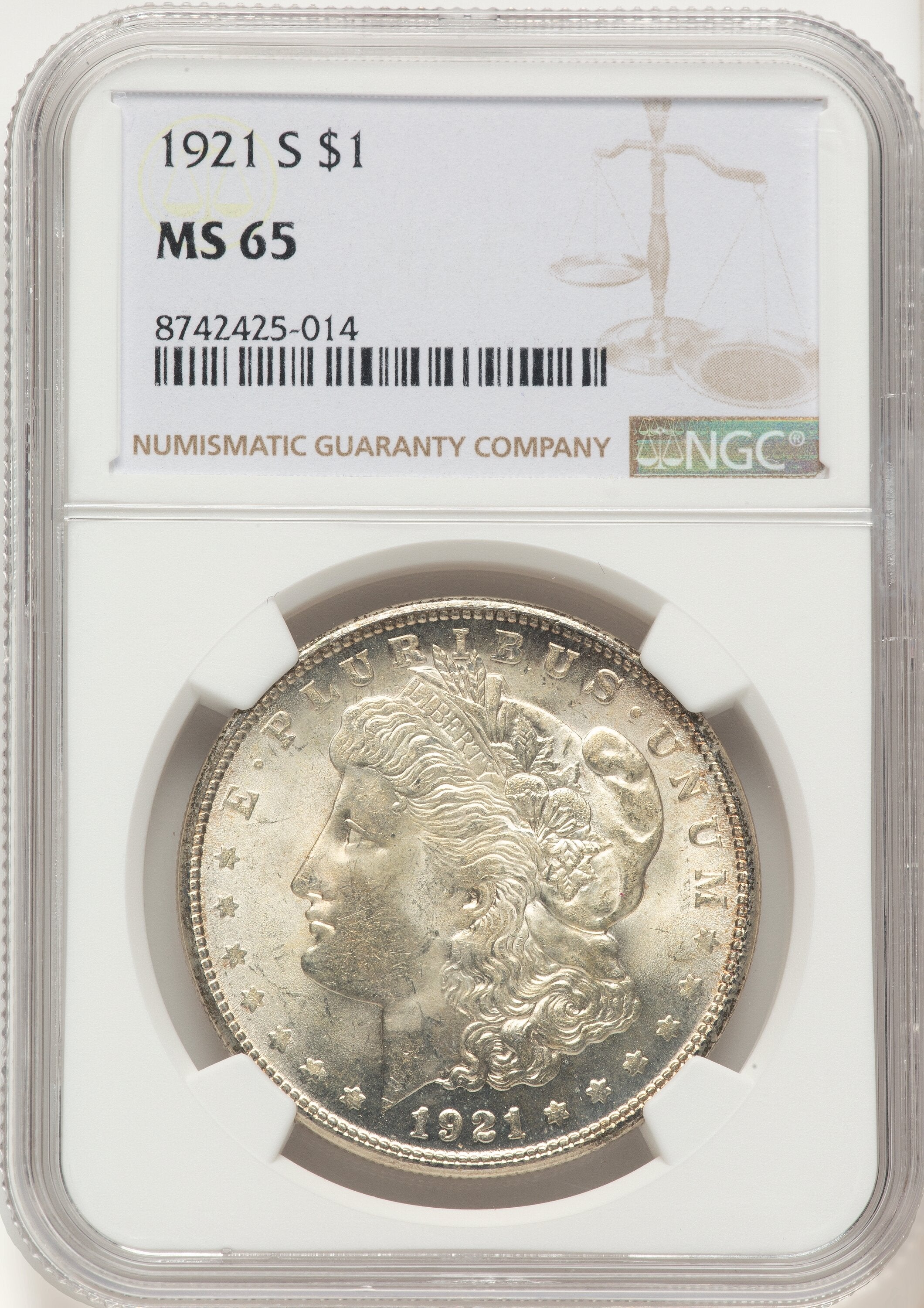 1921-S Morgan Dollar NGC MS65