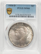 1934-D Peace Dollar PCGS MS66