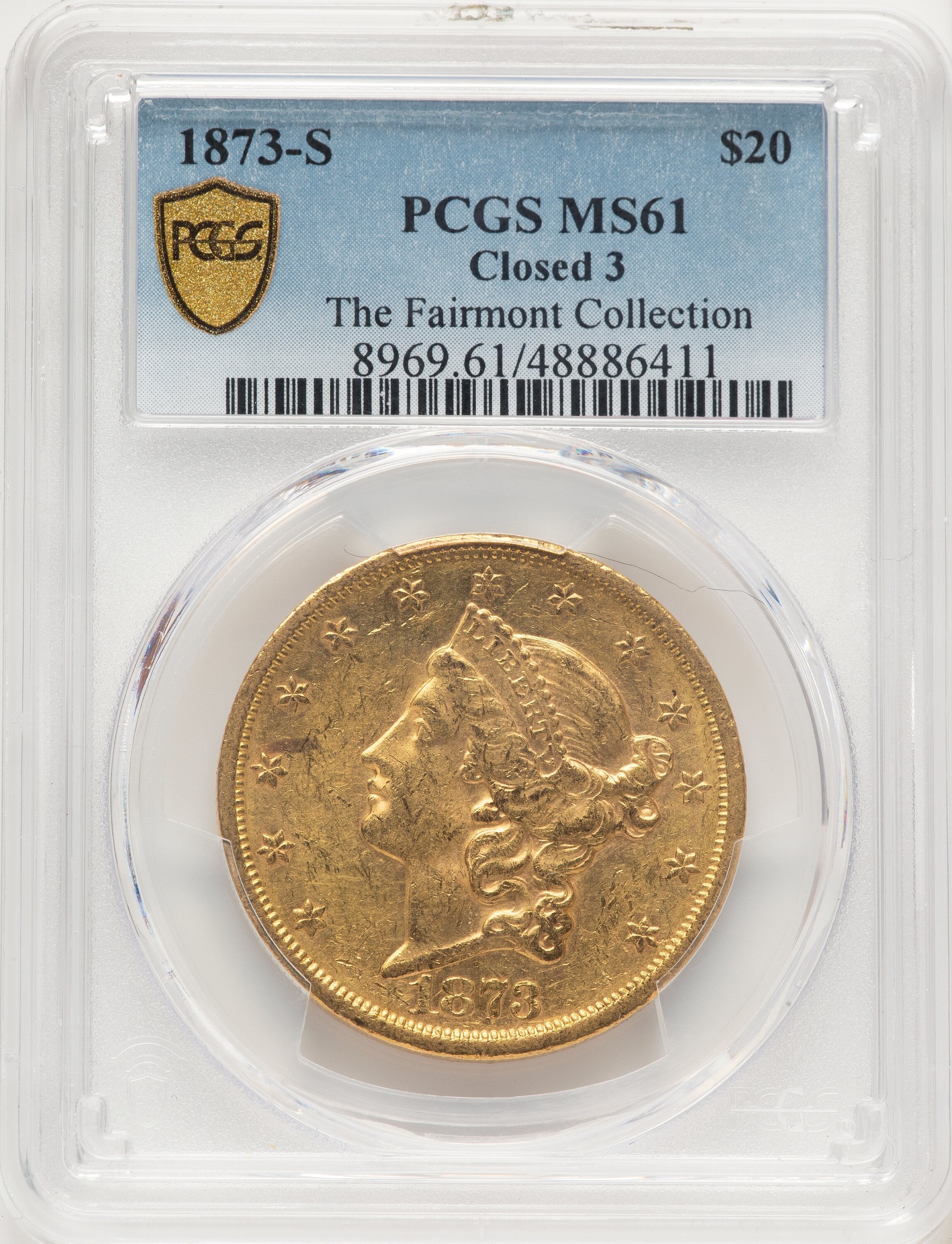 1873-S $20 Closed 3 Liberty Double Eagle PCGS MS61 | LCR Coin