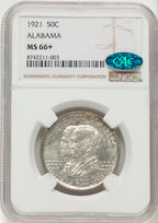 1921 50C Alabama CAC Commemorative Silver NGC MS66+