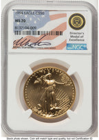 1994 Gold Eagle 1 oz Miles Standish NGC MS70