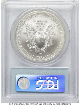 2008-W Reverse of 2007 Burnished Silver Eagle 1 oz Blue Label PCGS MS70