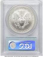 2008-W Reverse of 2007 Burnished Silver Eagle 1 oz Blue Label PCGS MS70