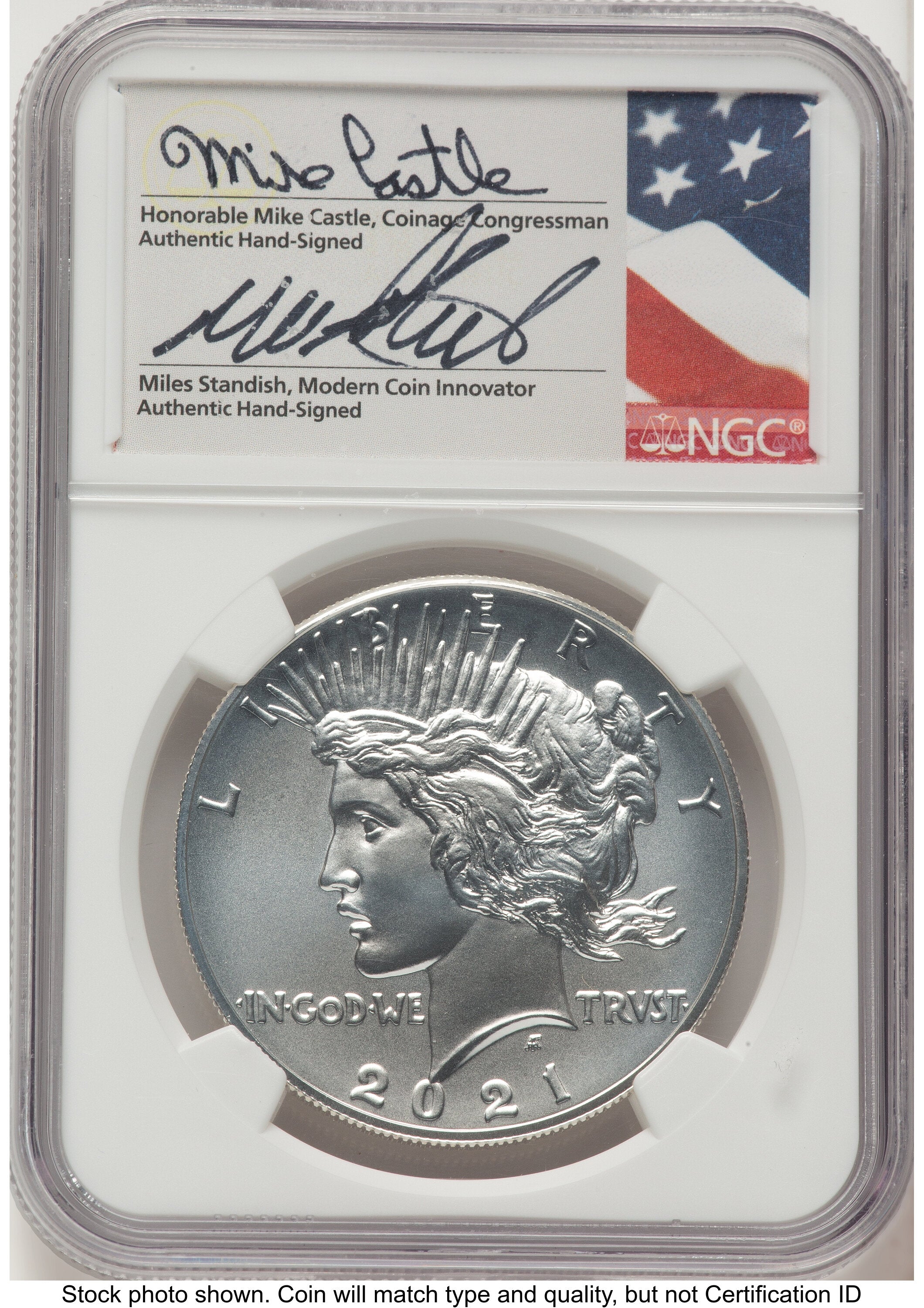 2021 6 Coin Morgan & Peace Dollar Set ER Mike Castle/Miles Standish NGC MS70