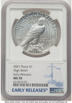 2021 6 Coin Morgan & Peace Dollar Set ER Mike Castle/Miles Standish NGC MS70