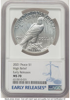 2021 6 Coin Morgan & Peace Dollar Set ER Mike Castle/Miles Standish NGC MS70