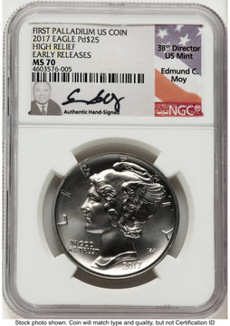 2017 Palladium Eagle 1 oz ER Flag NGC MS70 Ed Moy