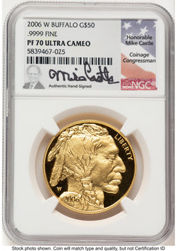 2006-W Proof Gold Buffalo 1 oz Mike Castle NGC PF70