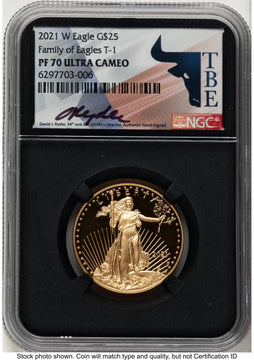 2021-W Type 1 Proof Gold Eagle 1/2 oz David J Ryder TBE Label NGC PF70