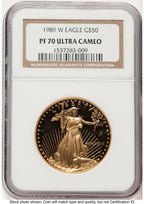 1989-W Proof Gold Eagle 1 oz Brown Label NGC PF70
