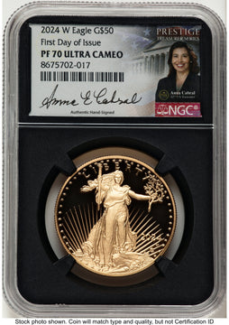 2024-W Proof Gold Eagle 1 oz FDI Anna Cabral Prestige Treasurer Series NGC PF70
