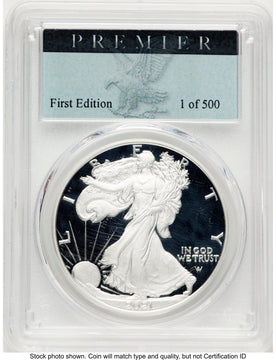 2021-W TY2 Proof Silver Eagle 1 oz Premier Label PCGS PR70