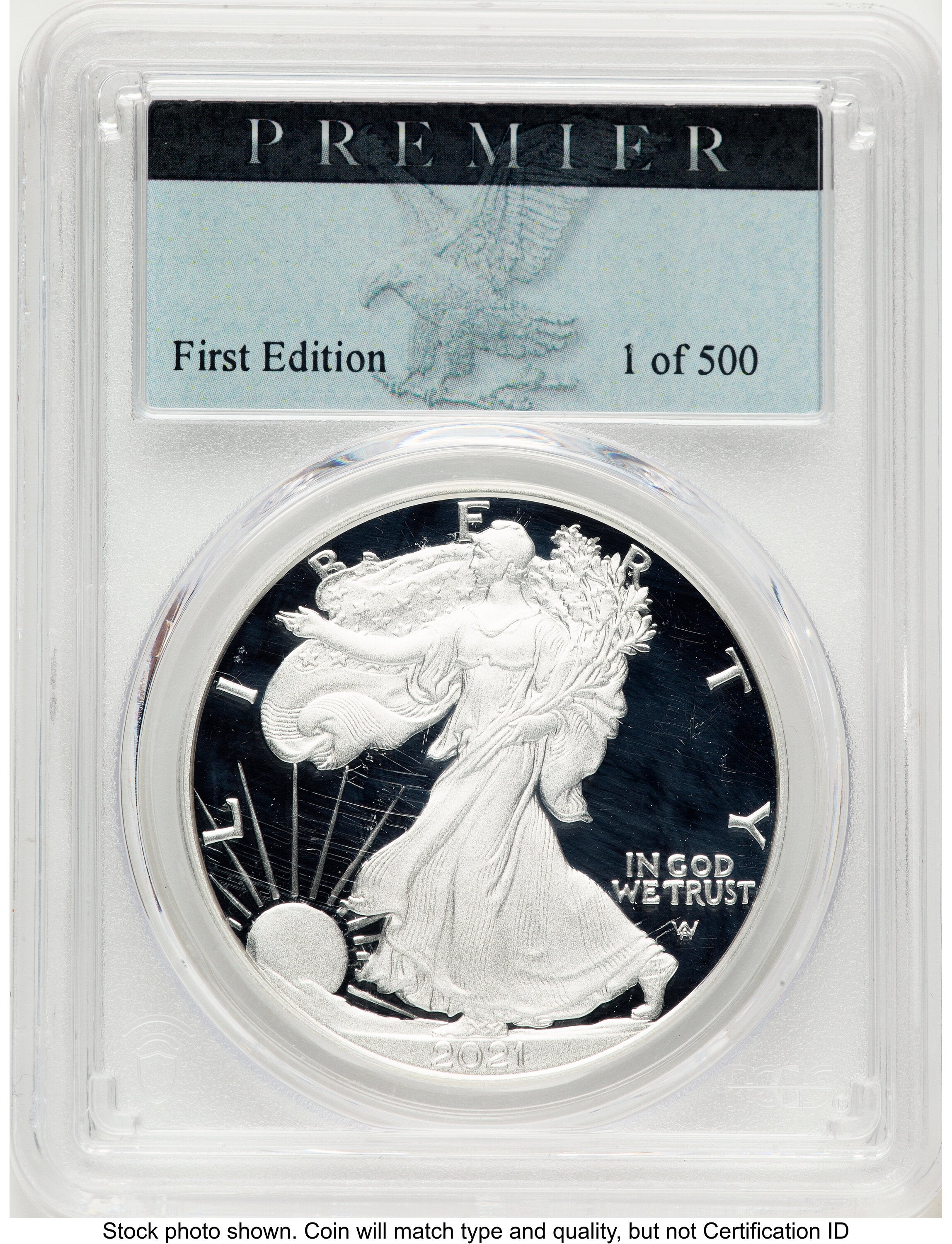 2021-W TY2 Proof Silver Eagle 1 oz Premier Label PCGS PR70