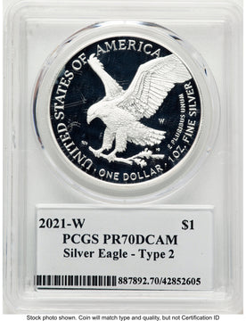 2021-W TY2 Proof Silver Eagle 1 oz Premier Label PCGS PR70
