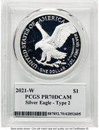 2021-W TY2 Proof Silver Eagle 1 oz Premier Label PCGS PR70