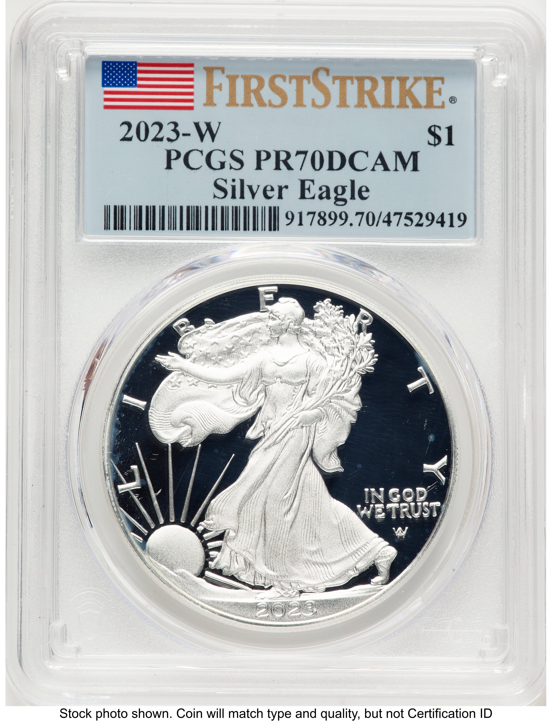 2023-W Proof Silver Eagle 1 oz FS Flag PCGS PR70