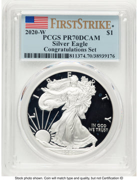2020-W Proof Silver Eagle Congratulations Set 1 oz FS Flag PCGS PR70