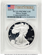 2020-W Proof Silver Eagle Congratulations Set 1 oz FS Flag PCGS PR70