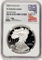 2002-W Proof Silver Eagle 1 oz John NGC PF70 Mercanti