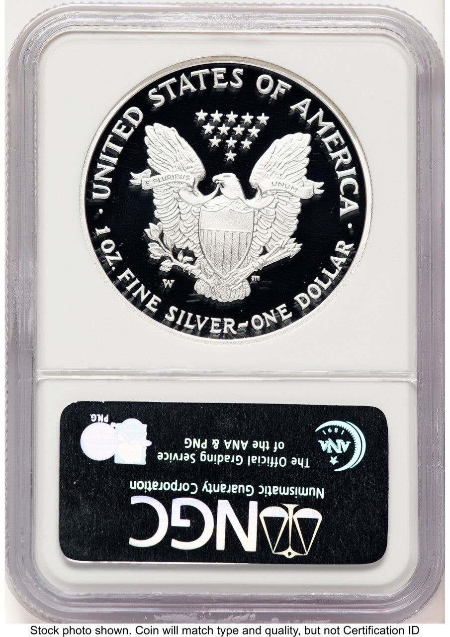 2007-W Proof Silver Eagle 1 oz ER Blue NGC PF70