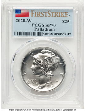2020-W Palladium Eagle 1 oz Burnished FS Flag PCGS MS70