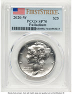 2020-W Palladium Eagle 1 oz Burnished FS Flag PCGS MS70