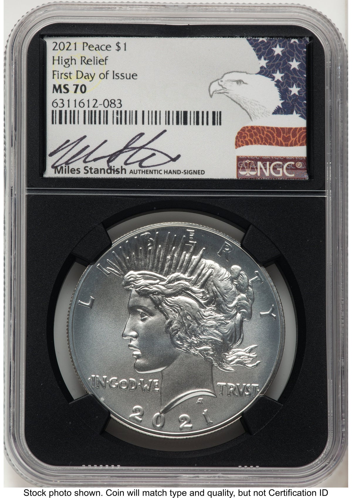 2021 6 Coin Morgan & Peace Dollar Set FDI Miles Standish Eagle Flag NGC MS70