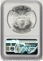 1986-(S) Silver Eagle Early Production Miles Standish Coin World's Top 10 Most Influential Label NGC MS70