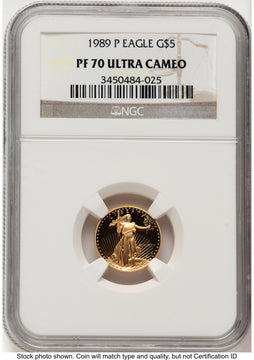 1989-P Proof Gold Eagle 1/10 oz Brown Label NGC PF70