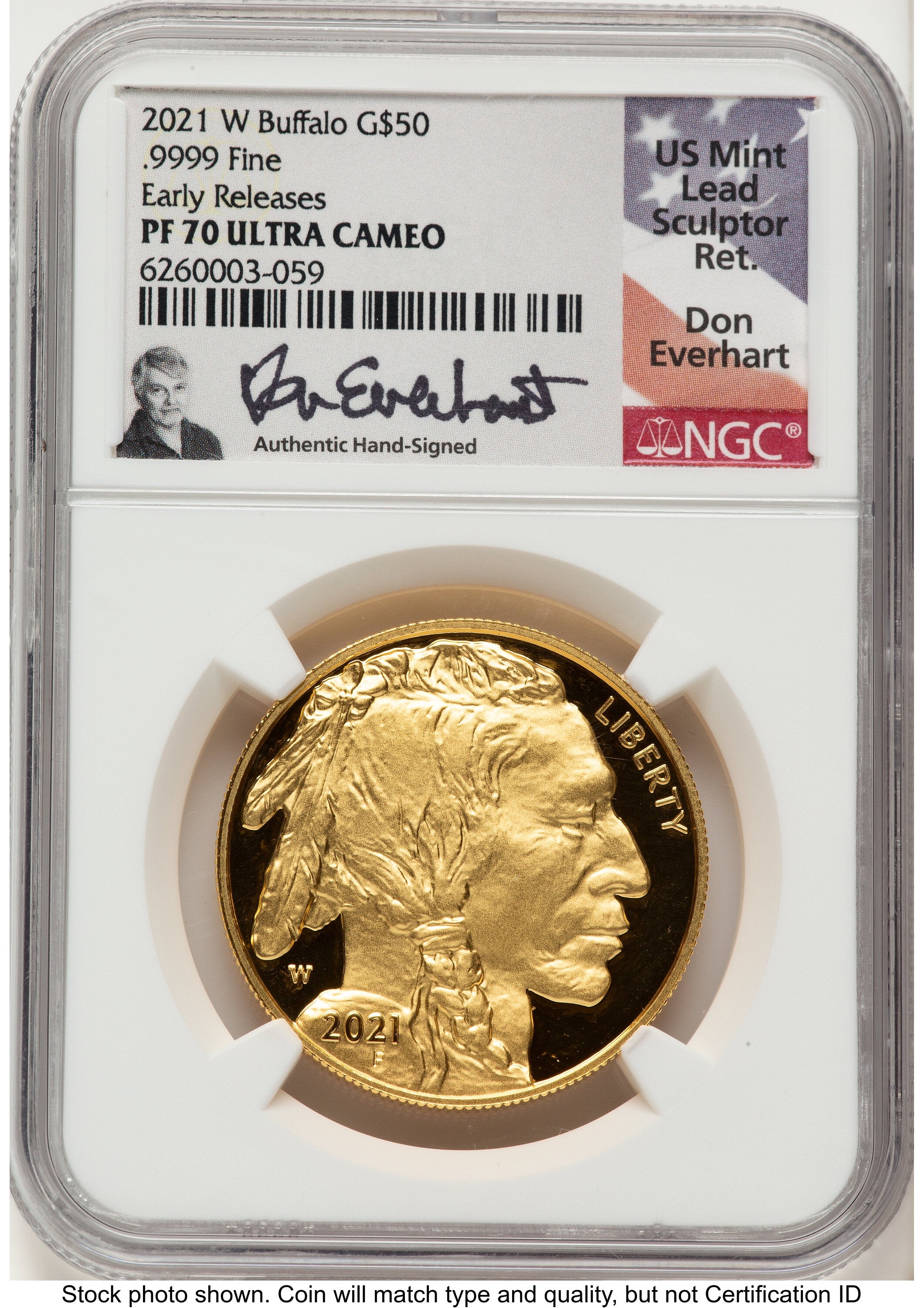 2021-W Proof Gold Buffalo 1 oz ER Don Everhart NGC PF70