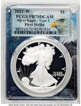2021-W TY2 Proof Silver Eagle 1 oz FS Eagle Mountain Core/Label PCGS PR70