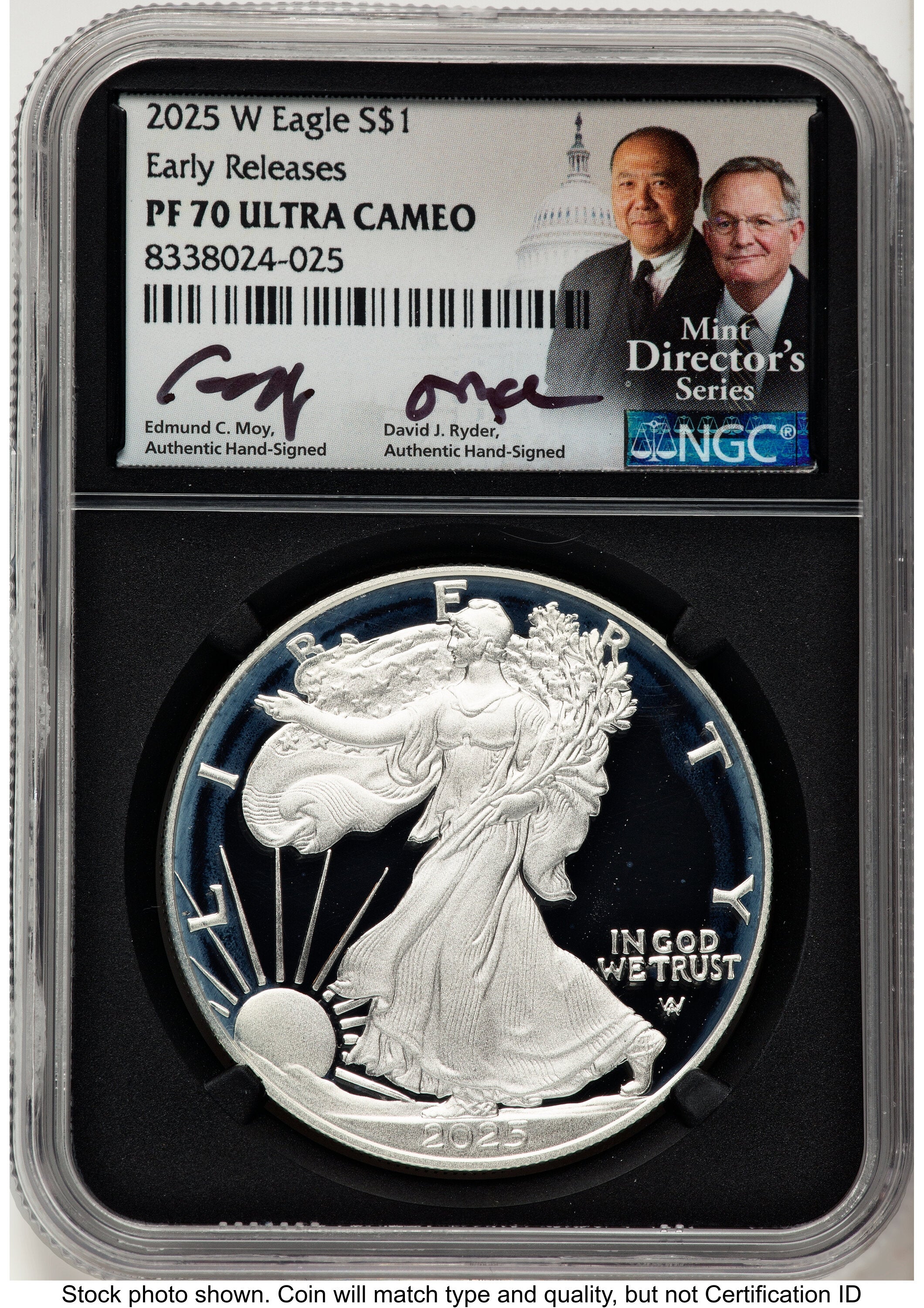2025-W Proof Silver Eagle 1 oz ER /David J Ryder Mint Director's Series NGC PF70 Ed Moy