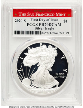 2020-S Proof Silver Eagle 1 oz FDI Struck at San Francisco Mint PCGS PR70