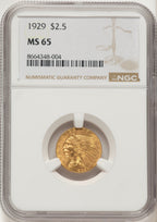 1929 $2.50 Indian Quarter Eagle NGC MS65