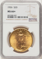 1926 $20 Brown Label Saint-Gaudens Double Eagle NGC MS66+